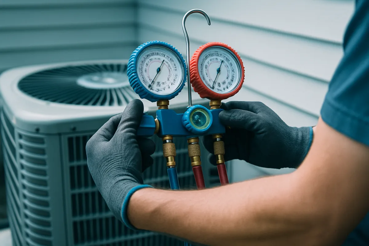 Air conditioner repair illustration with a snowflake motif