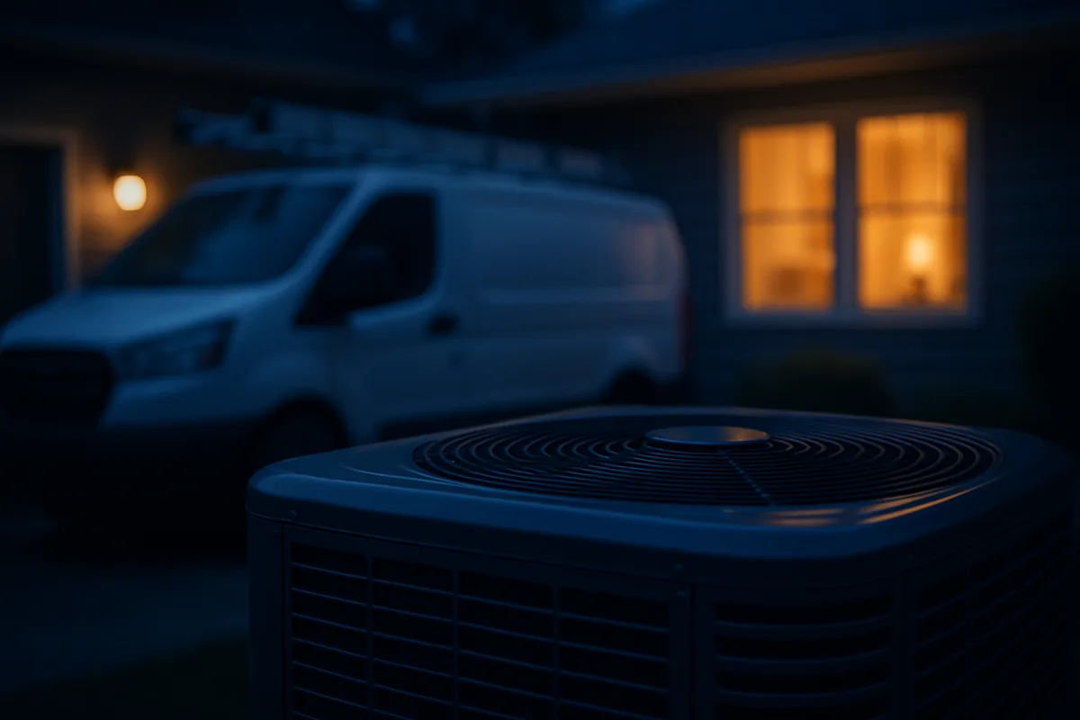 Emergency air conditioner repair illustration with a snowflake motif