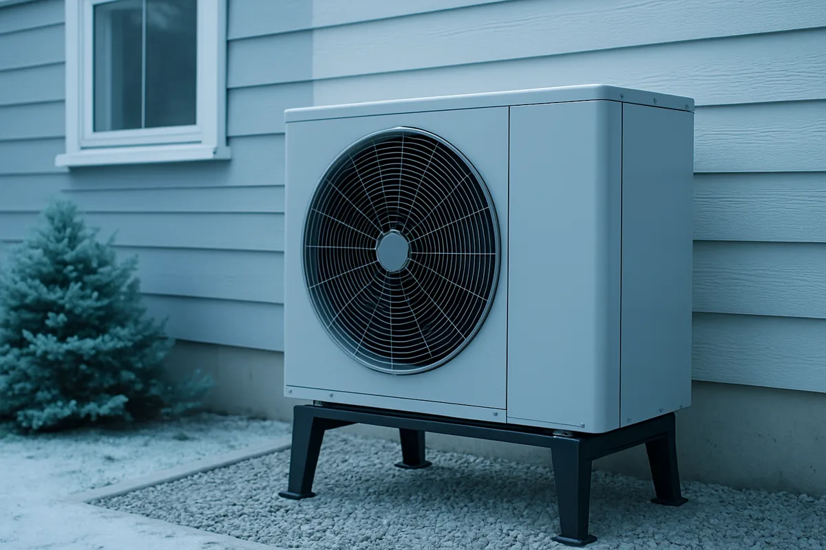 Heat pump repair illustration with a snowflake motif